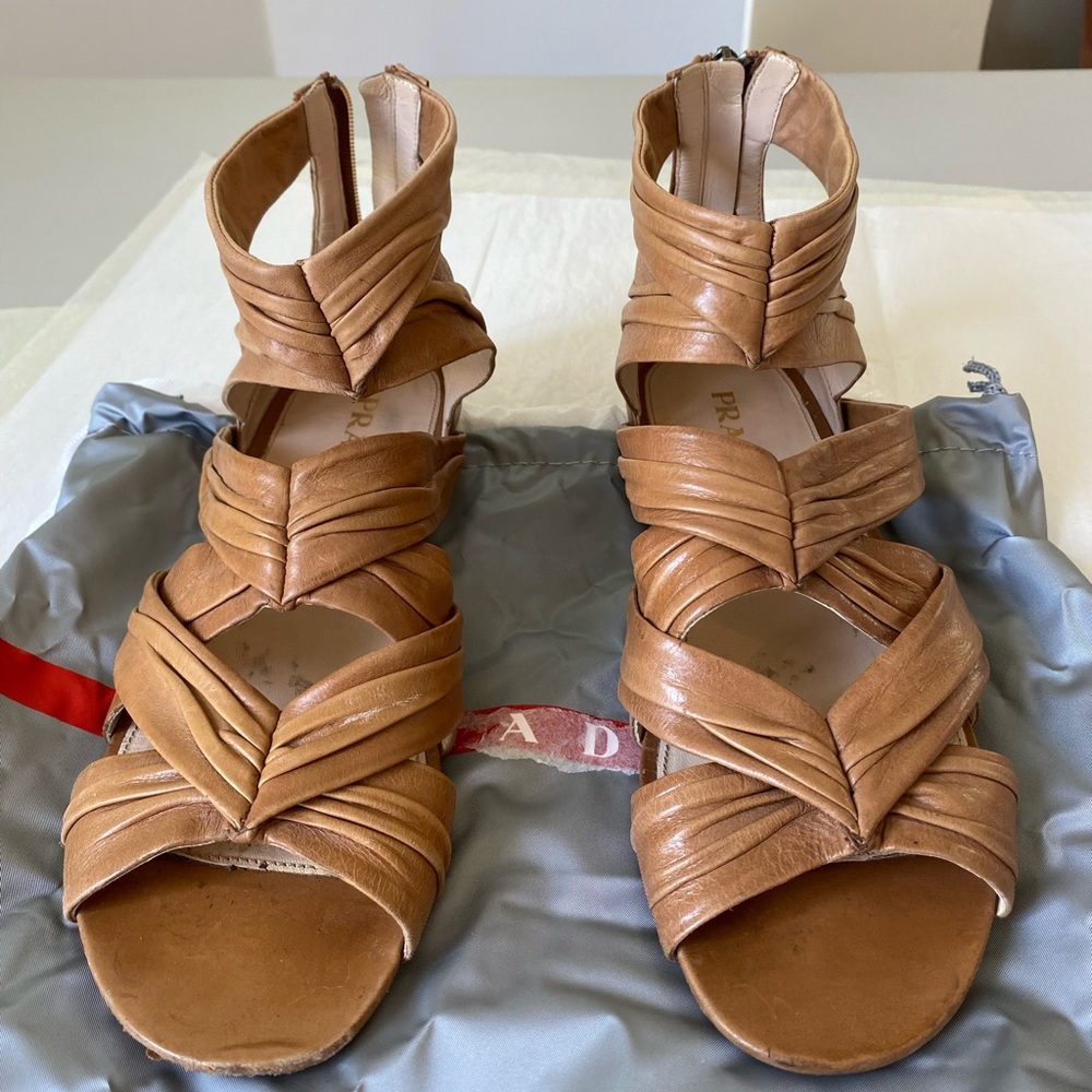 Tan Prada sandals. Size 8